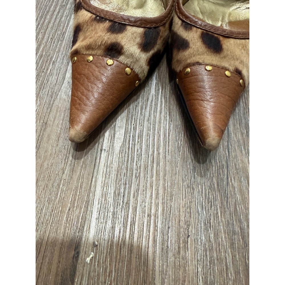 Dolce & Gabbana Leopard Pony Hair Studded Pointed Toe Pumps Brown Leather 40 - Picture 4 of 12